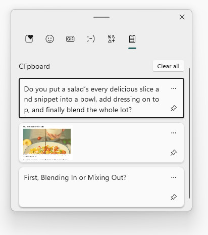 Choose what to paste from Windows clipboard history