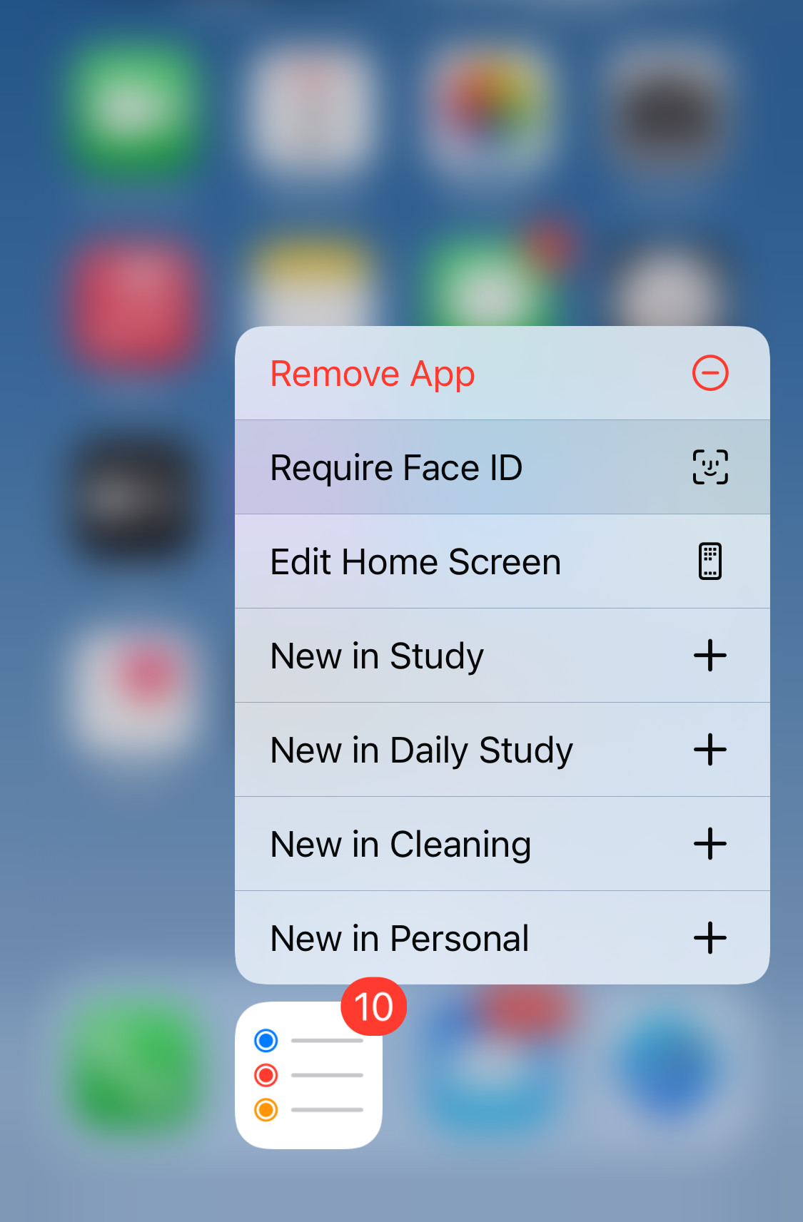 Protecting Reminders with Face ID on an iPhone