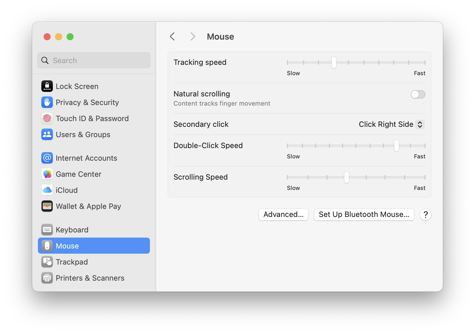 Turn off “Natural scrolling” to reverse mouse scrolling on a Mac