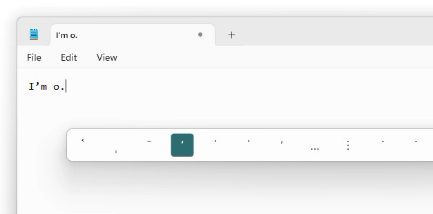 Using PowerToys Quick Accent to insert a curly apostrophe on Windows