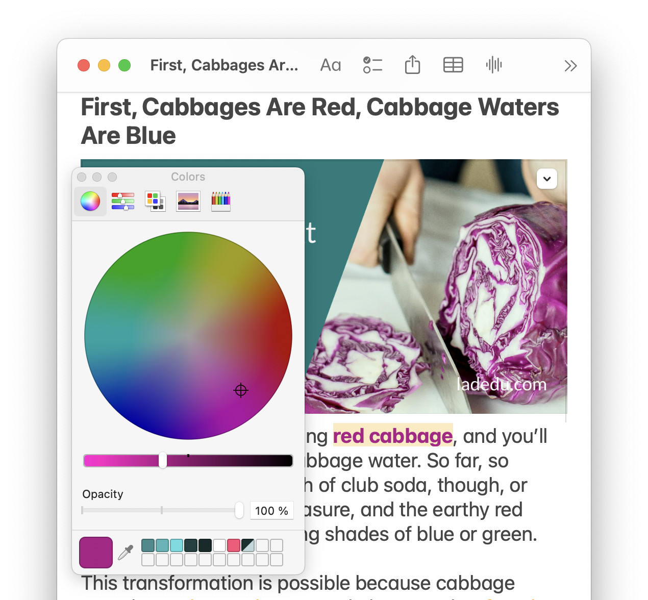 Changing text color in Apple Notes for Mac