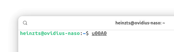 Inserting non-breaking whitespace using Unicode on Linux