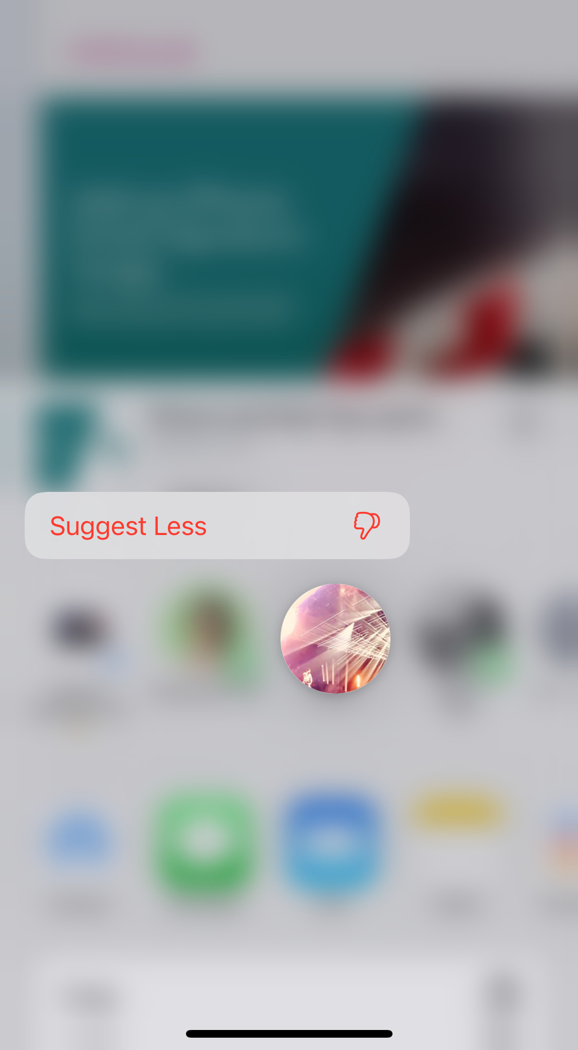 Select “Suggest Less” to remove a contact from sharing suggestions on iPhone (for now)