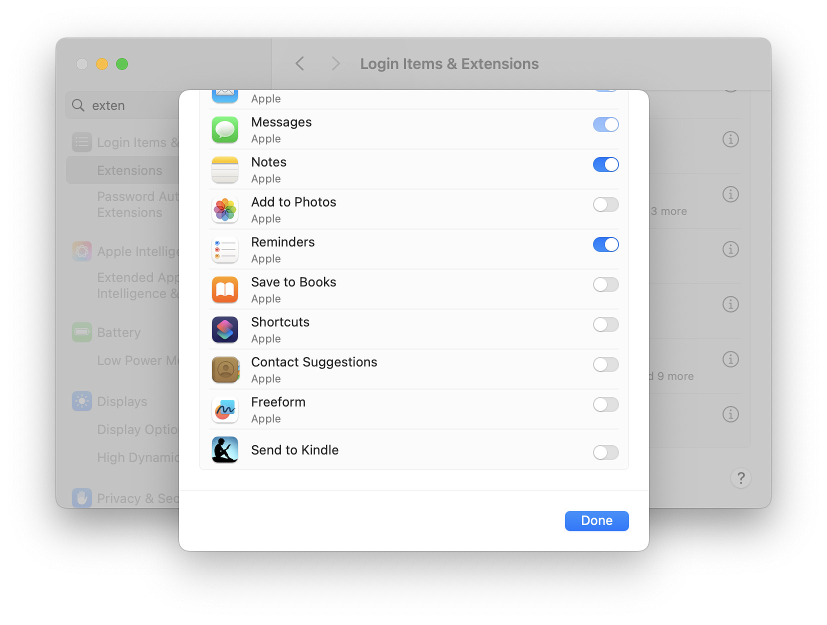 Turn off “Contact Suggestions” to prevent macOS from showing contacts on the sharing sheet