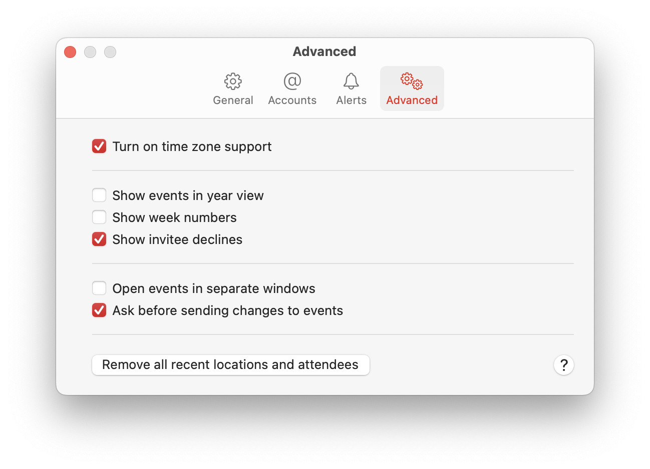 Turn on time zone support to see your itinerary in a different time zone in Apple Calendar for Mac