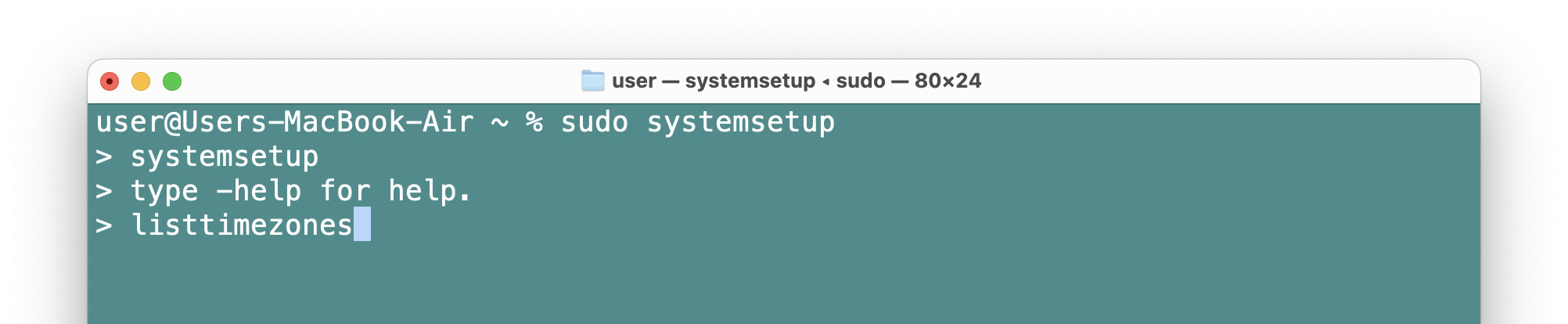 Using “listtimezones” in Mac “systemsetup” to see available time zones
