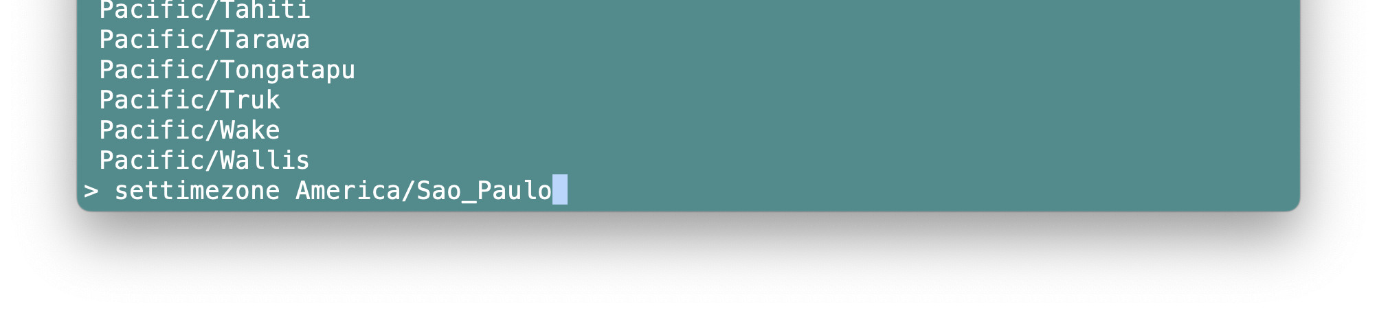 Using “settimezone” in “systemsetup” on macOS Terminal to change the system time zone