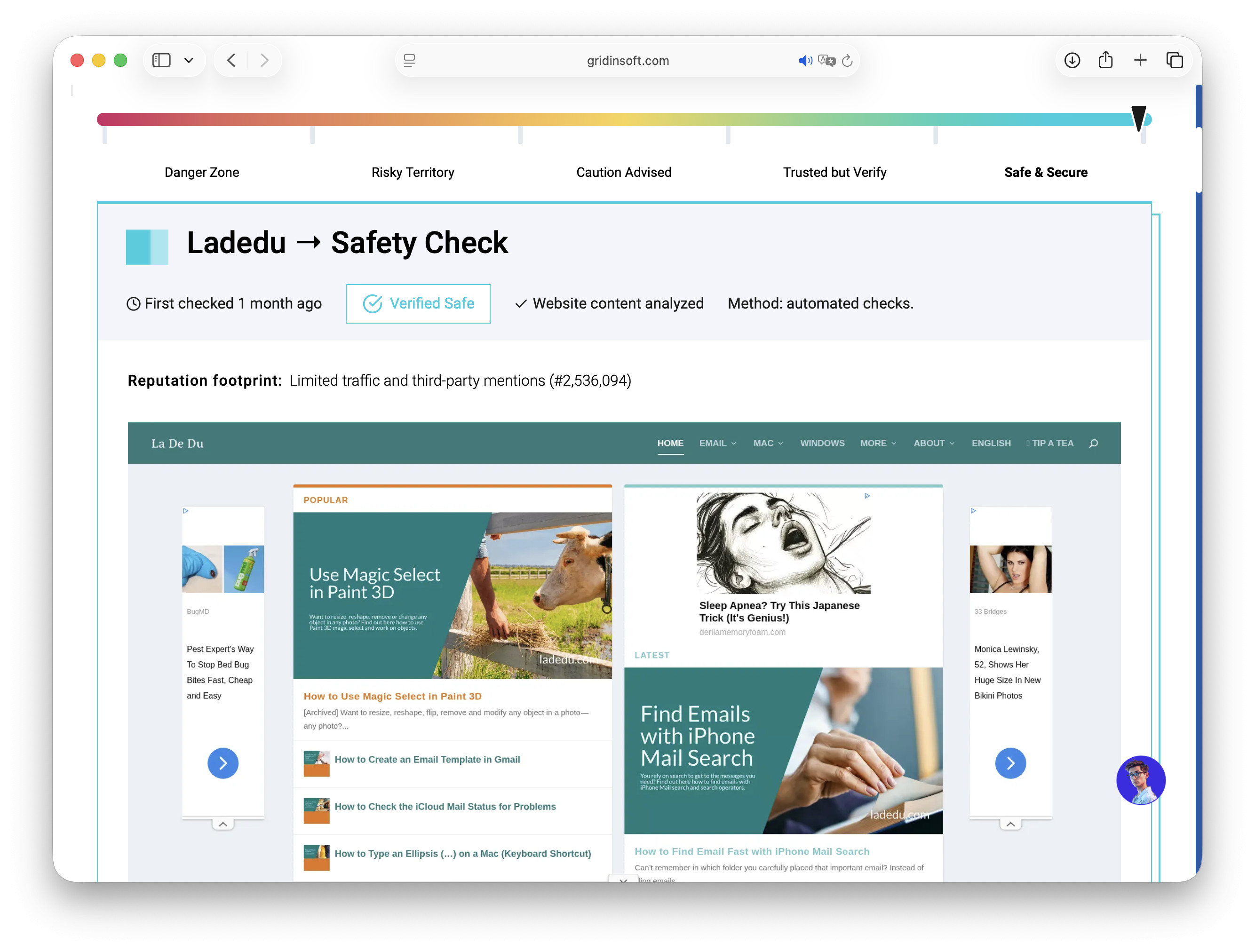 Gridinsoft Website Reputation Checker