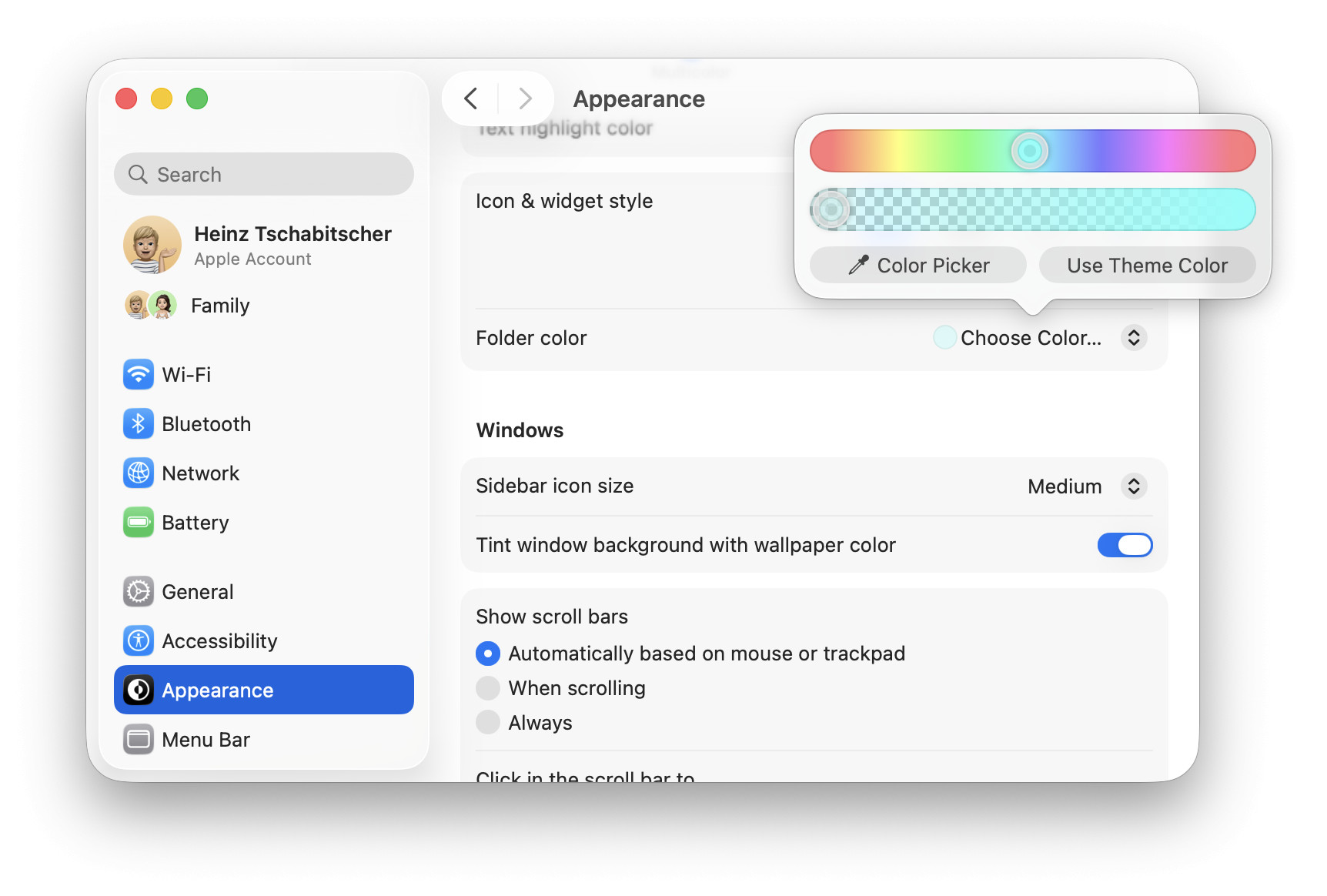 Choosing a custom color for macOS folder colors