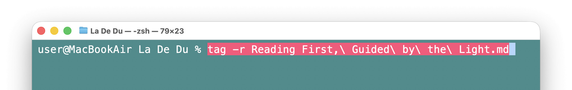 Removing a tag from a file in Mac Terminal using tag