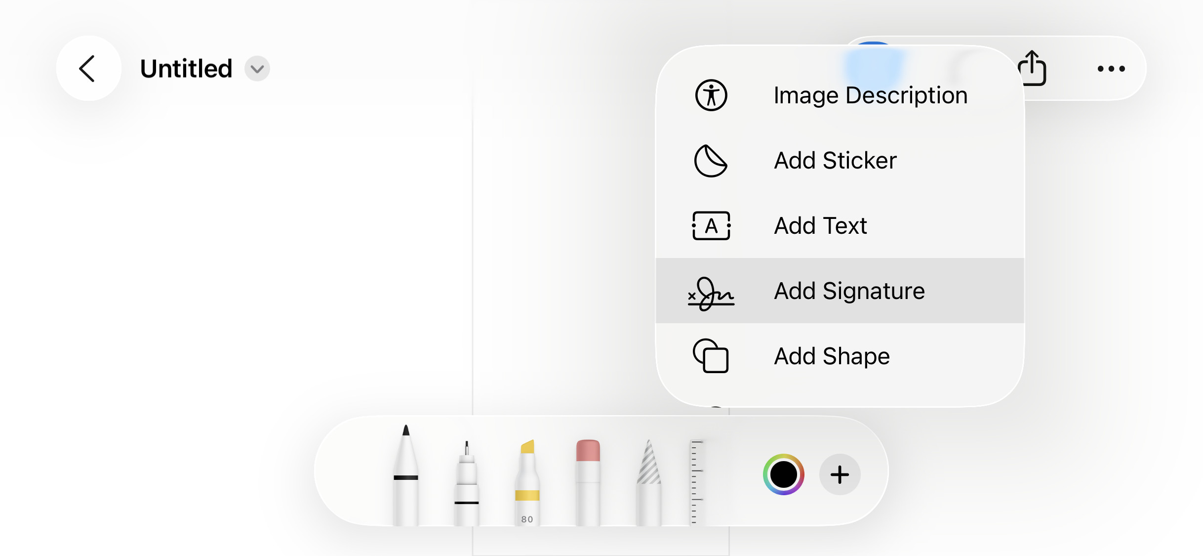Select “Add Signature” to start setting up a handwritten signature in Preview for iOS