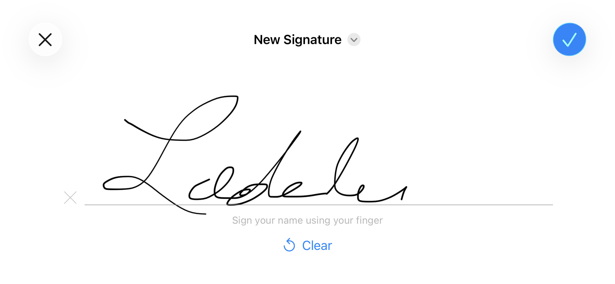 Sign with your finger (or a capacitative pen) on the line to add a signature to Preview