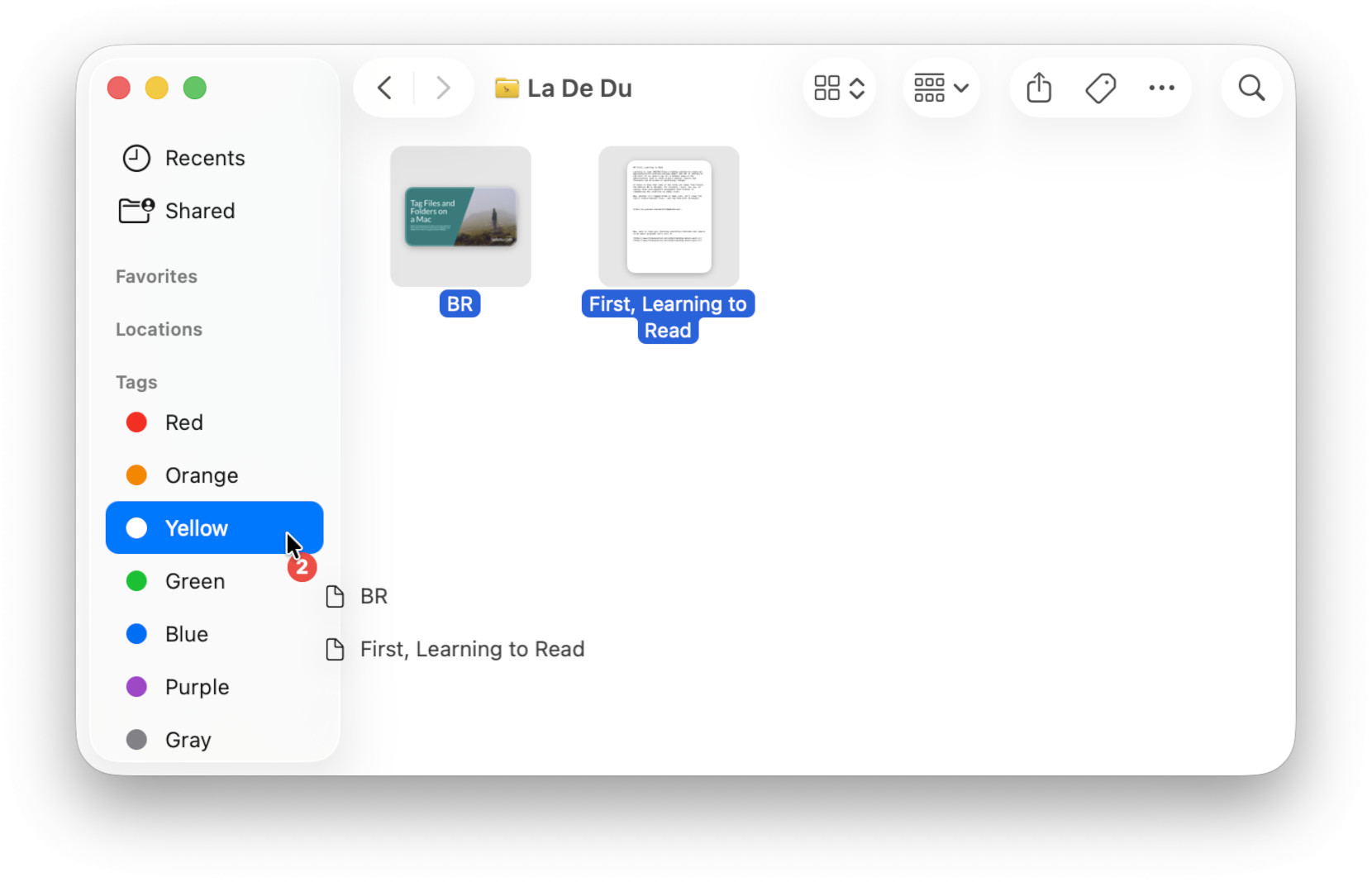 Tagging files using dragging and dropping in Mac Finder