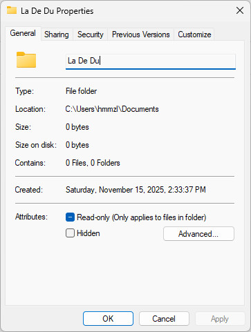 Use folder properties to change the folder’s name