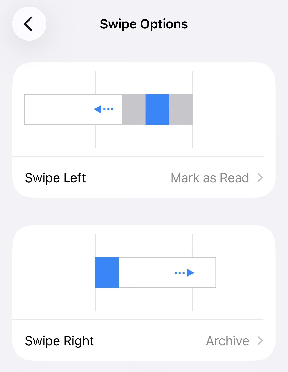 Choose swiping actions for iPhone Mail in the iOS Settings app