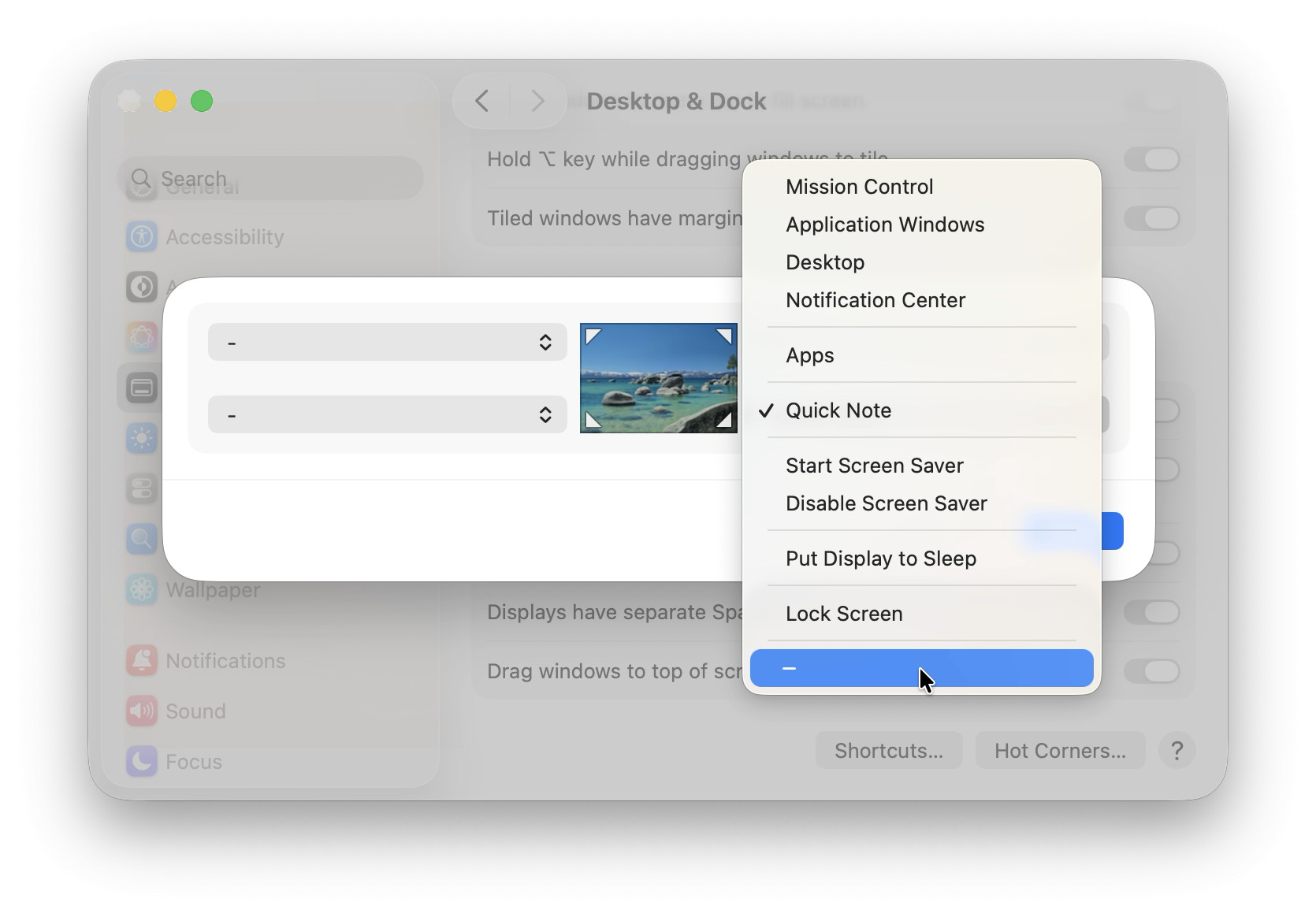 Select “-” instead of “Quick Note” to prevent the mouse from triggering quick notes