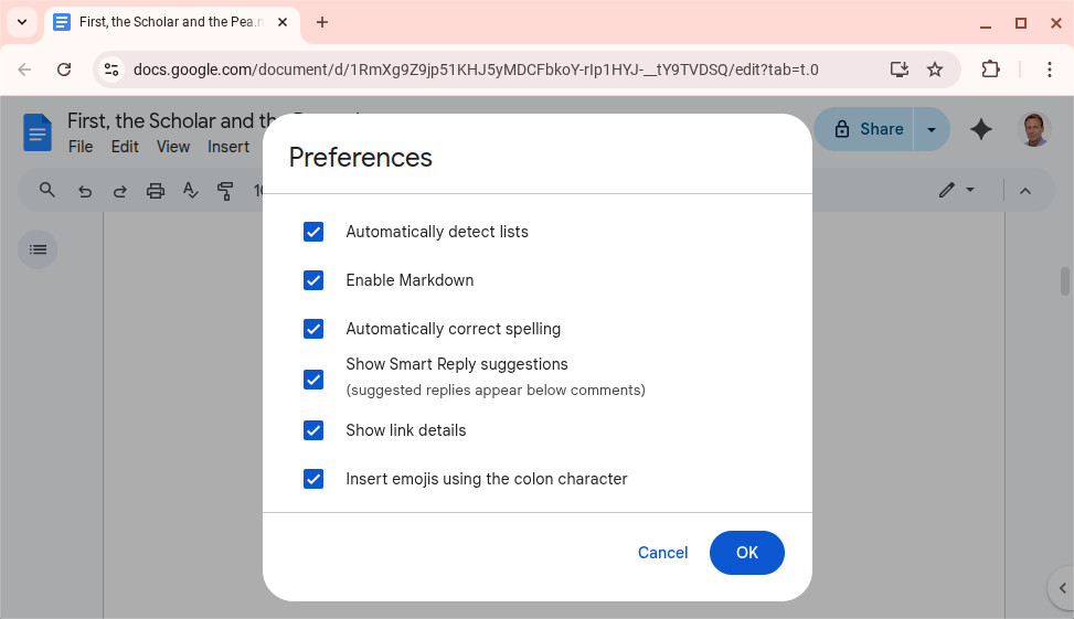 Enabling Markdown formtting in Google Docs
