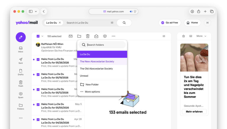 Moving all messages from a Yahoo Mail folder