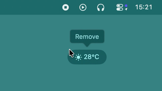 Drag items out of the menu bar while holding the “Command” key to remove them from the Mac menu bar