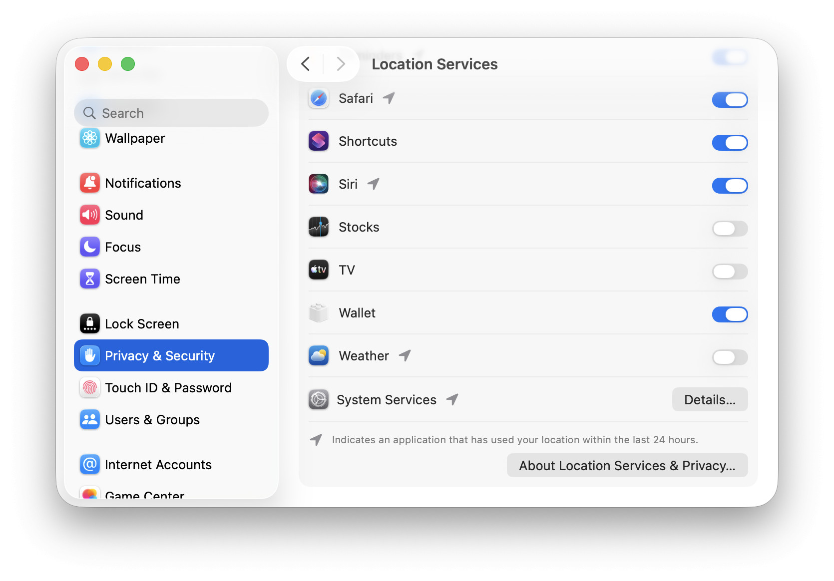 Turn off location services for Weather in macOS System Settings to remove the default current location from Apple Weather