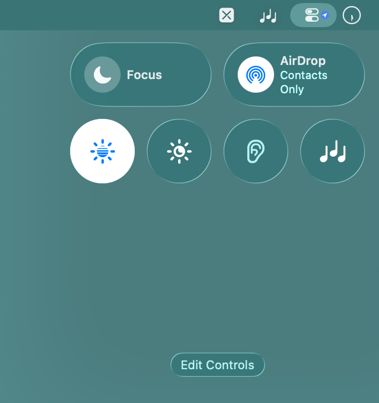 Accessing Control Center on a Mac using the macOS menu bar