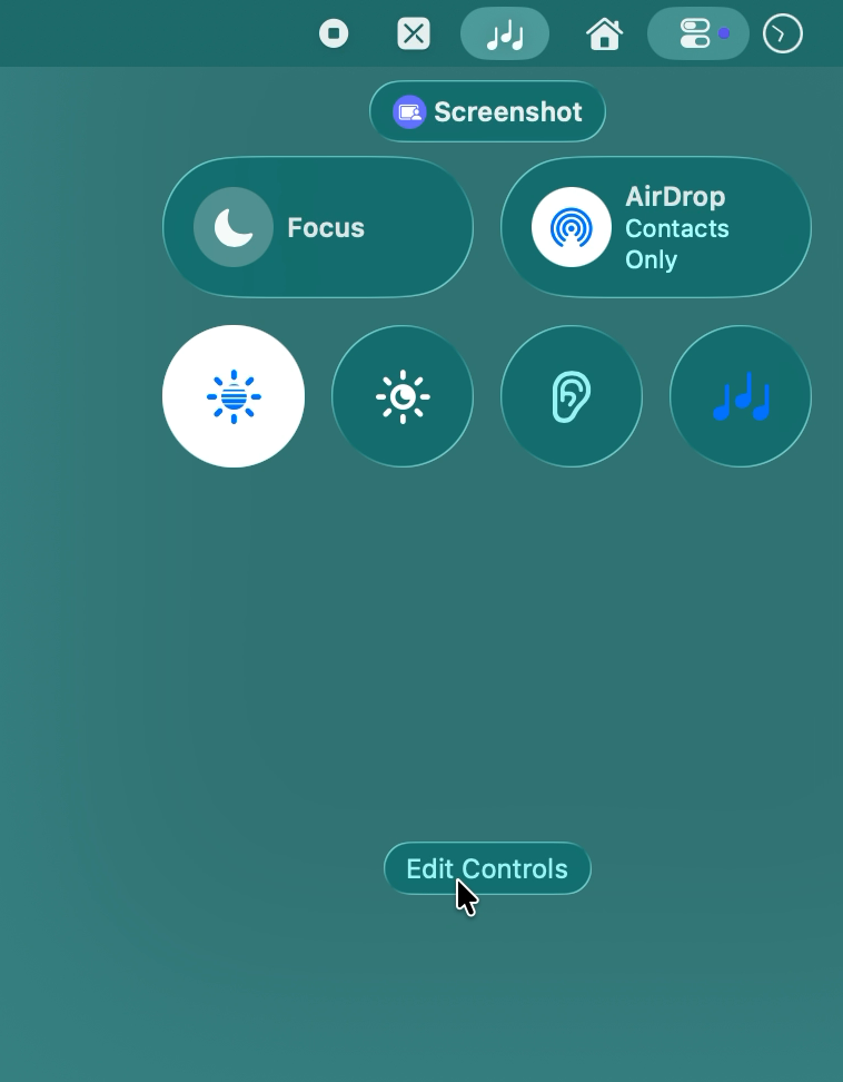 Select “Edit Controls” in the Control Center menu to add additional Control Center sheets on a Mac